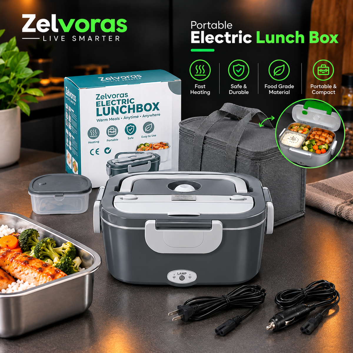Portable Electric Lunch Box – Warm Meals at Work, in the Car & On the Go